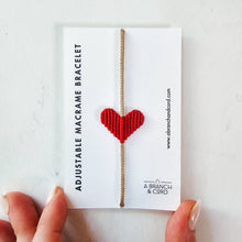 Load image into Gallery viewer, Macrame Heart Adjustable Bracelet