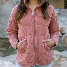 Load image into Gallery viewer, Mineral Washed Quilted Jacket in Terracotta