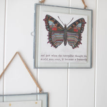 Load image into Gallery viewer, Glass and Metal Wall Hanging Picture Frame with Brown Suede