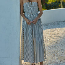 Load image into Gallery viewer, Striped Strapless Flare Maxi Dress