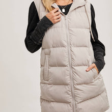 Load image into Gallery viewer, Hooded Longline Puffer Vest