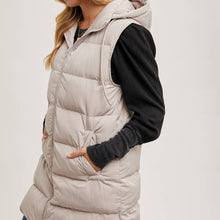 Load image into Gallery viewer, Hooded Longline Puffer Vest