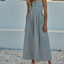 Load image into Gallery viewer, Striped Strapless Flare Maxi Dress