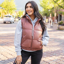 Load image into Gallery viewer, Butter Faux Leather Puffer Jacket/Vest in Clay