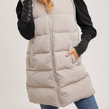 Load image into Gallery viewer, Hooded Longline Puffer Vest