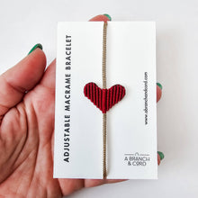 Load image into Gallery viewer, Macrame Heart Adjustable Bracelet
