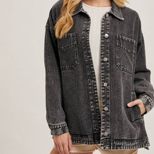 Load image into Gallery viewer, Button Down Denim Shirt/Jacket ~ Black