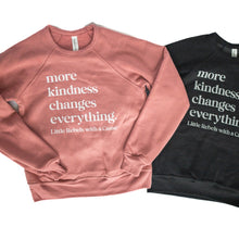 Load image into Gallery viewer, More Kindness Changes Everything. Youth Raglan Sweatshirts