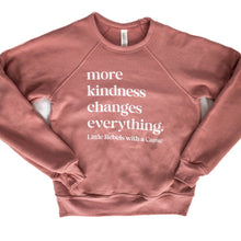 Load image into Gallery viewer, More Kindness Changes Everything. Youth Raglan Sweatshirts