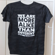 Load image into Gallery viewer, We Are More Alike Than Different. Youth Crew ~ Black Camoflague