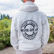 Load image into Gallery viewer, Advocate. Resilience. Never Give Up. Zip Hoodie