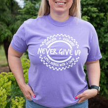 Load image into Gallery viewer, Advocate. Resilience. Never Give Up. Garment-Dyed Crew