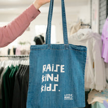 Load image into Gallery viewer, Raise Kind Kids. Denim Tote
