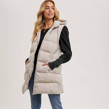 Load image into Gallery viewer, Hooded Longline Puffer Vest