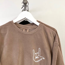 Load image into Gallery viewer, I LOVE YOU Garment- Dyed Crewneck ~ Cocoa