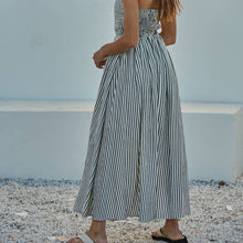 Load image into Gallery viewer, Striped Strapless Flare Maxi Dress