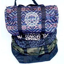 Load image into Gallery viewer, Advocate. Resilience. Never Give Up. Duffle Bags