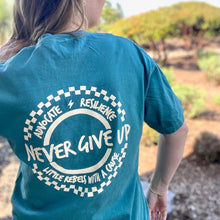 Load image into Gallery viewer, Advocate. Resilience. Never Give Up. Garment-Dyed Crew ~ Emerald