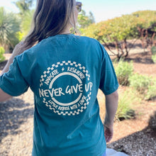 Load image into Gallery viewer, Advocate. Resilience. Never Give Up. Garment-Dyed Crew ~ Emerald