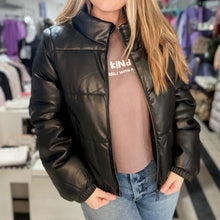 Load image into Gallery viewer, Butter Faux Leather Puffer Jacket/Vest in Black