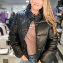 Load image into Gallery viewer, Butter Faux Leather Puffer Jacket/Vest in Black