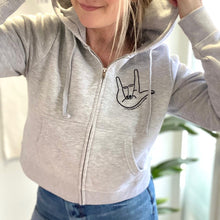 Load image into Gallery viewer, "I love you" Women's Boxy Zip Hoodie