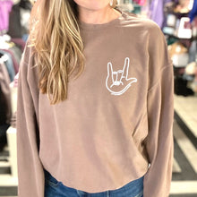 Load image into Gallery viewer, I LOVE YOU Garment- Dyed Crewneck ~ Cocoa