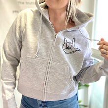 Load image into Gallery viewer, "I love you" Women's Boxy Zip Hoodie