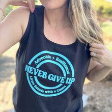 Load image into Gallery viewer, Advocate. Resilience. Never Give Up. Tanks (youth + adult)