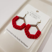 Load image into Gallery viewer, A Branch & Cord Macrame Knotted Honeycomb Earrings
