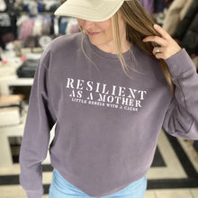 Load image into Gallery viewer, Resilient as a Mother Garment-Dyed Sweatshirt ~ Plum