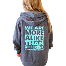 Load image into Gallery viewer, We Are More Alike Than Different. Youth Zip Hoodie