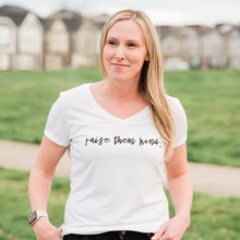 Load image into Gallery viewer, raise them kind Women's V-neck - White ~ SALE