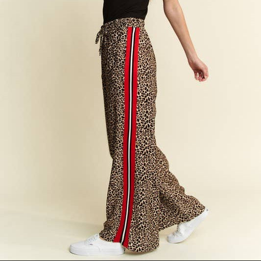 Leopard Trouser with Red Panel