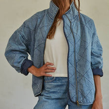 Load image into Gallery viewer, Quilted Denim Cotton Medium Washed Jacket
