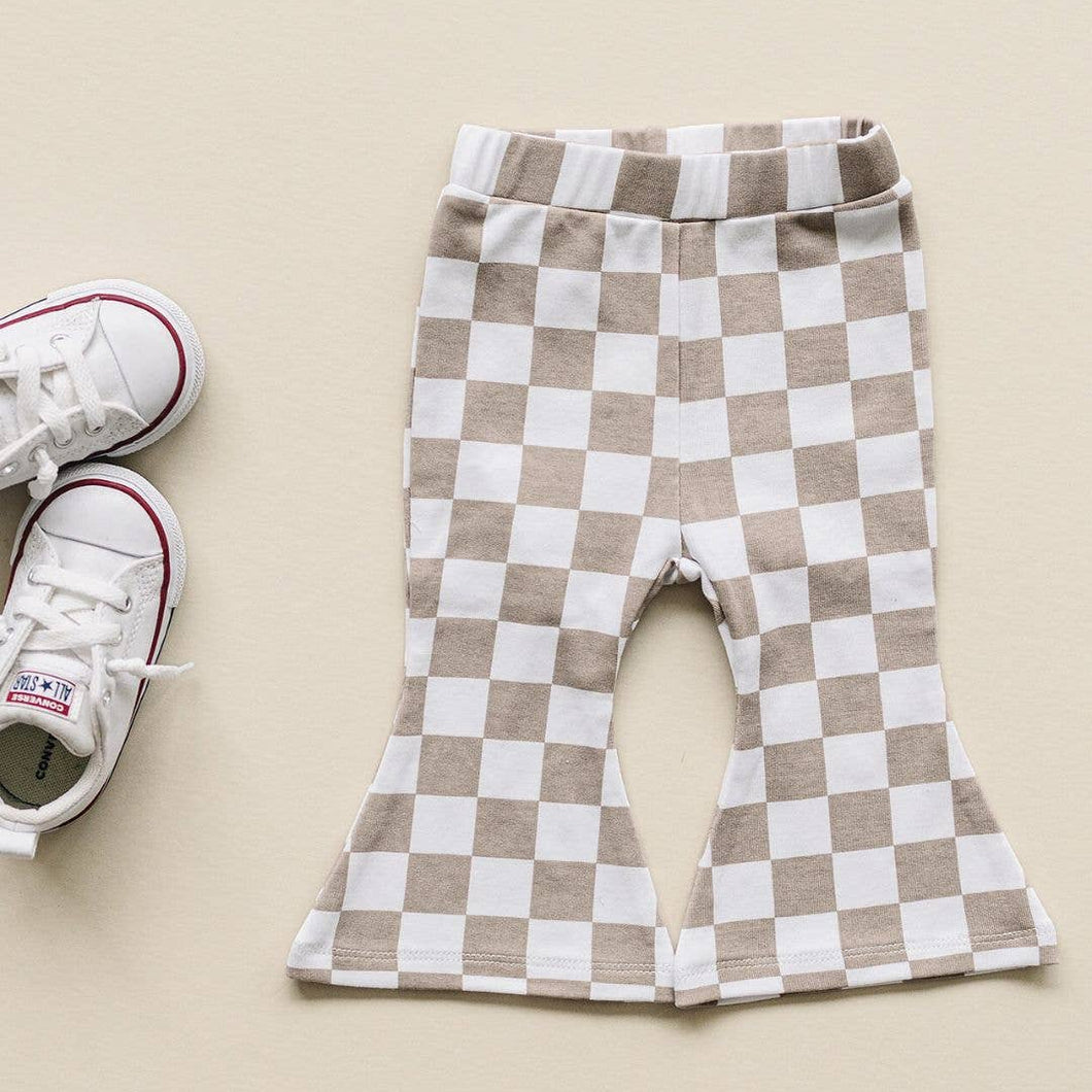 Checkered Flare Pants | Latte