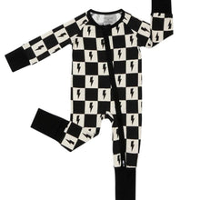 Load image into Gallery viewer, Bamboo Baby Clothing Zip Romper | Checks &amp; Bolts
