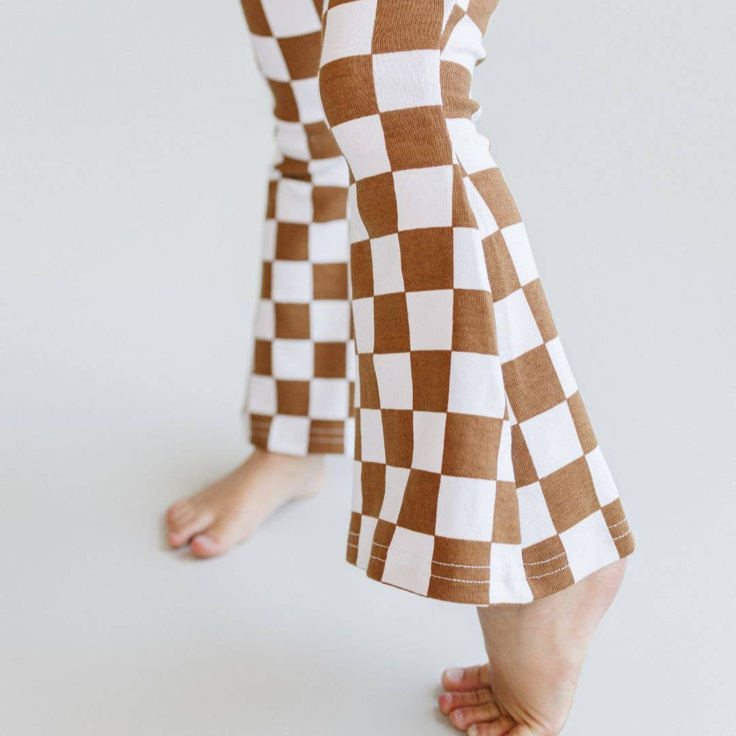 Checkered Flare Pants | Copper