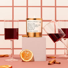 Load image into Gallery viewer, Spiked &amp; Spiced (Red Wine &amp; Cinnamon) Gold Tumbler Candle
