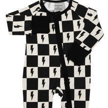 Load image into Gallery viewer, Bamboo Baby Clothing Zip Romper | Checks &amp; Bolts
