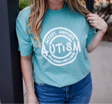 Load image into Gallery viewer, Autism Accept &amp; Advocate Garment-Dyed Crew (youth + adult)
