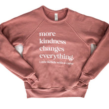 Load image into Gallery viewer, More Kindness Changes Everything. Youth Raglan Sweatshirts
