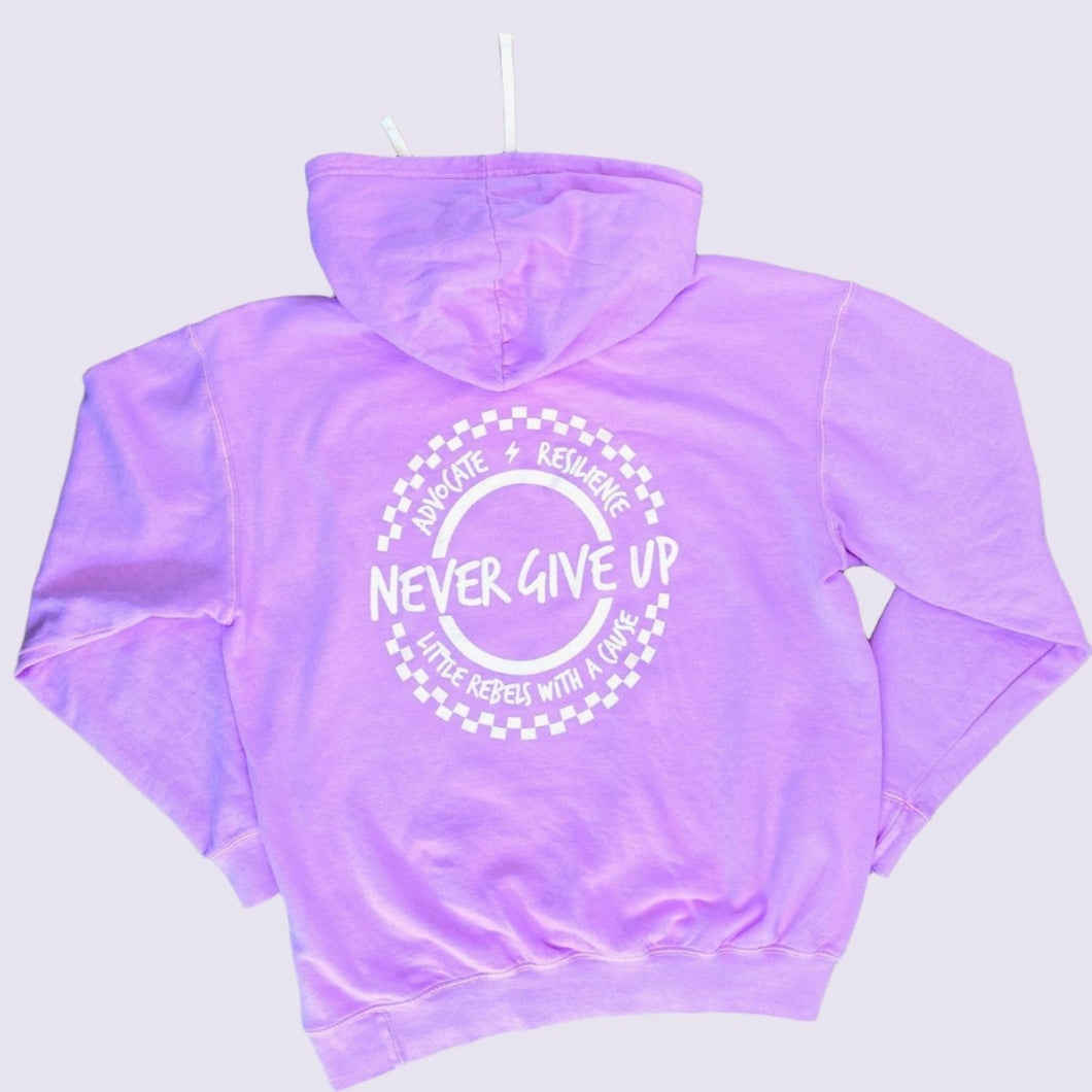 Advocate. Resilience. Never Give Up. Garment-Dyed Hoodie