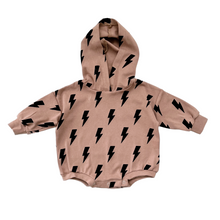 Load image into Gallery viewer, Hooded Bubble Romper  | Mocha Bolts
