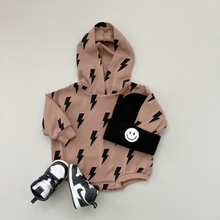 Load image into Gallery viewer, Hooded Bubble Romper  | Mocha Bolts
