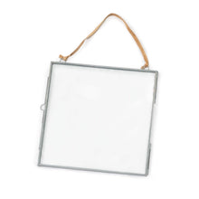 Load image into Gallery viewer, Glass and Metal Wall Hanging Picture Frame with Brown Suede
