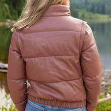 Load image into Gallery viewer, Butter Faux Leather Puffer Jacket/Vest in Clay
