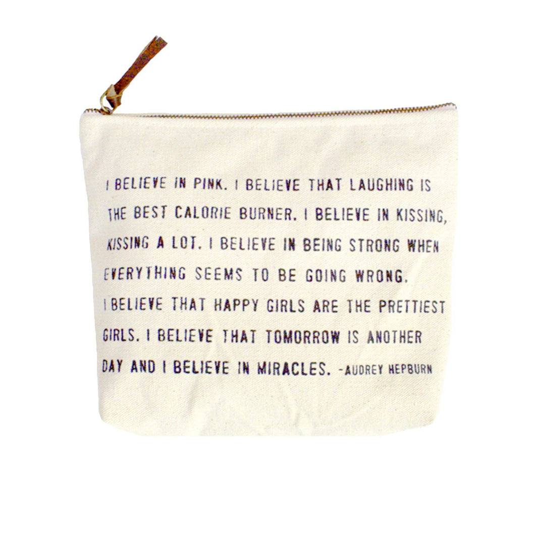 I Believe In Pink Canvas Zip Bag