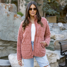 Load image into Gallery viewer, Mineral Washed Quilted Jacket in Terracotta
