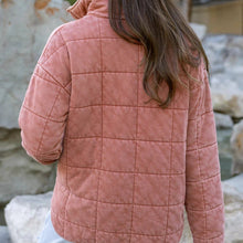 Load image into Gallery viewer, Mineral Washed Quilted Jacket in Terracotta
